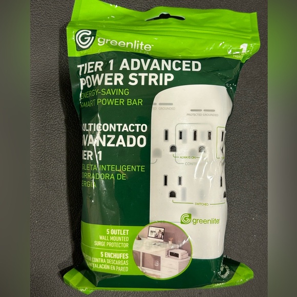 Greenlight Other - Surge Protector New in Package Energy saving Five outlet wall mounted